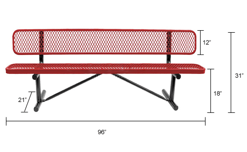 Expanded, Bench with backrest, 96inch for sale 