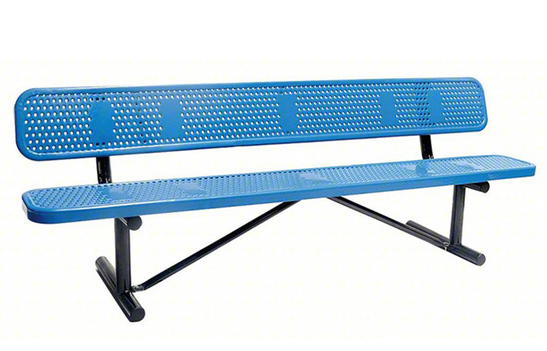96" perforated outdoor bench with back