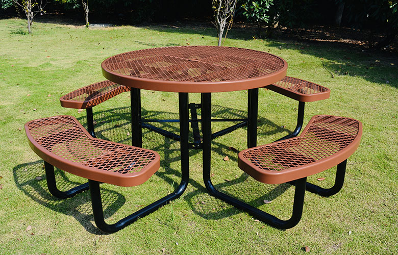 46" Expanded Metal Round Picnic Table